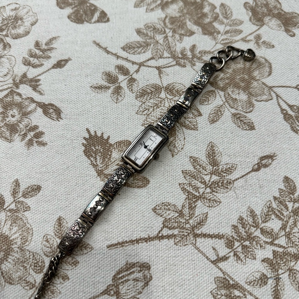 Silver Floral Pattern Watch